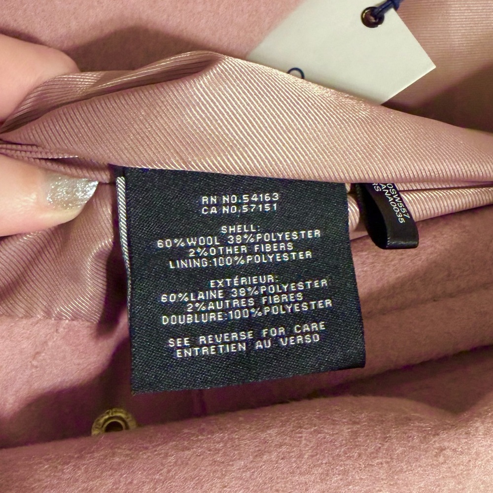 NWT Cole Haan Signature Slick Wool Blend Wrap Coat in Blush Pink Size 4 - Picture 7 of 7